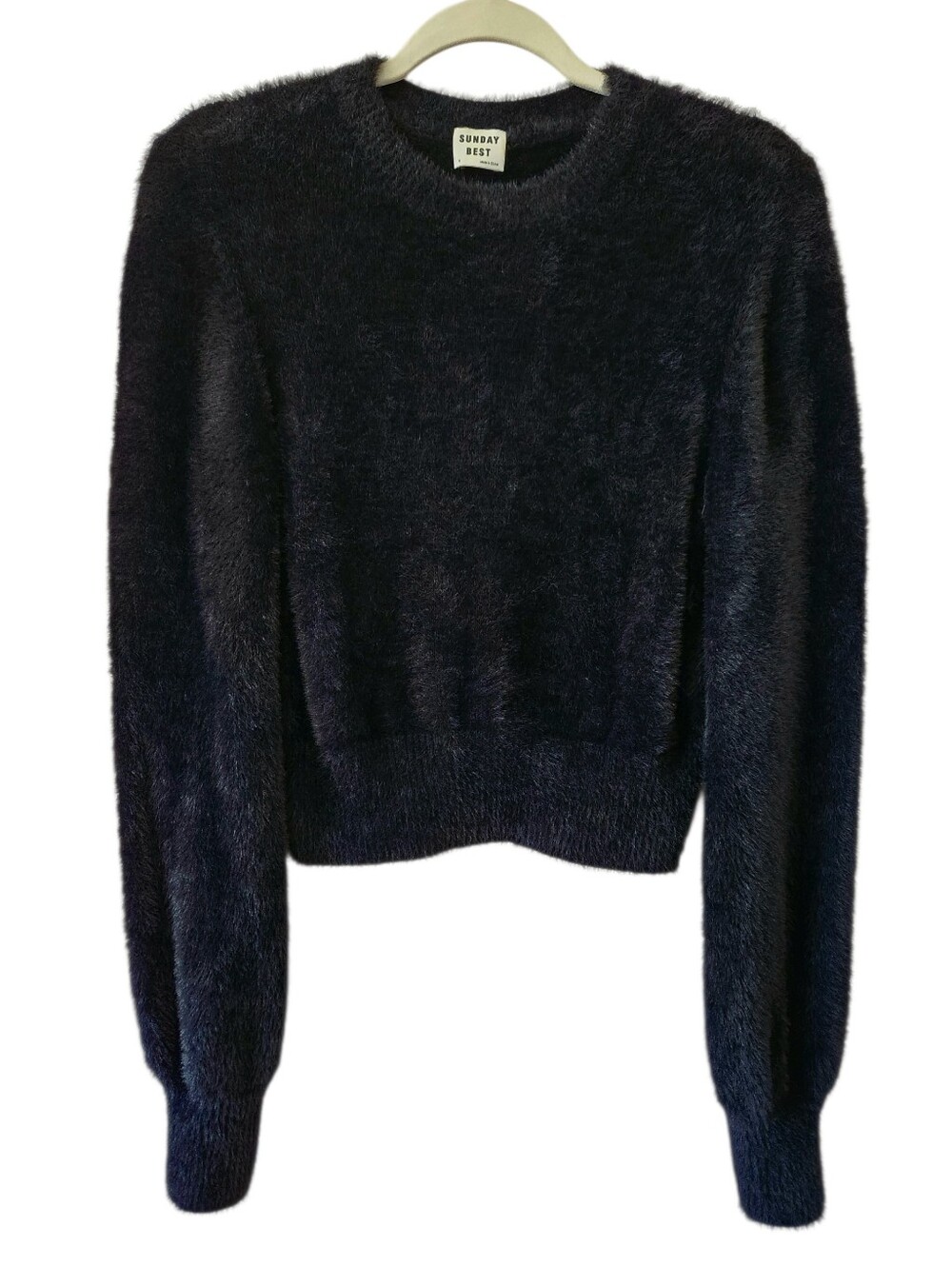 Aritzia Sunday Best Kitten Sweater Womens Small Black / Fuzzy Cozy Soft Pullover